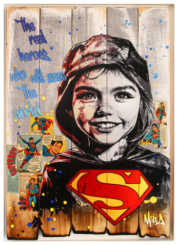 burnt wood " superboy " by Maxime Andriot, 회화 for Sale on Singulart