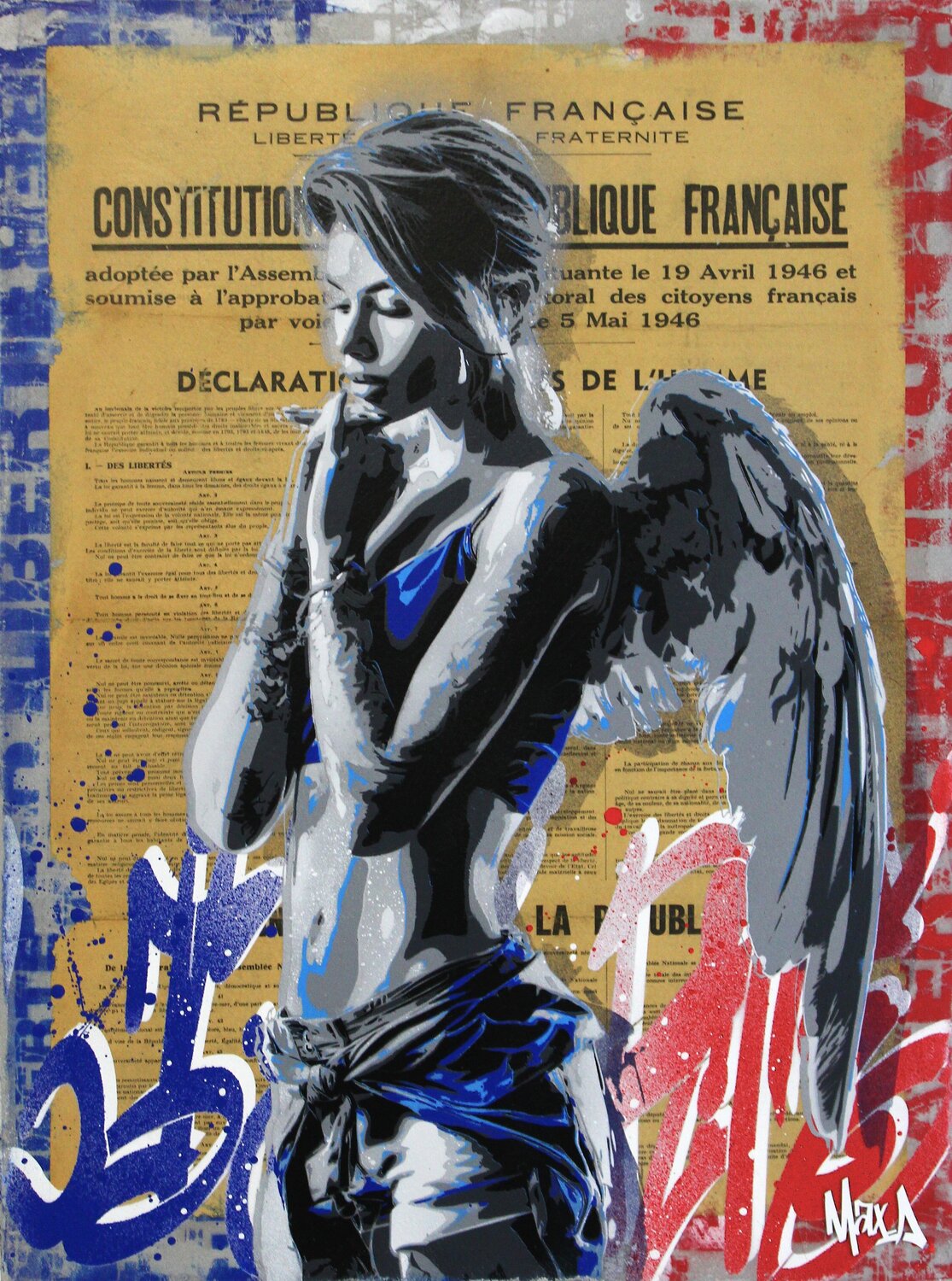 "blue angel" Référundum mai 1946 Maxime Andriot Originalgemälde zu verkaufen