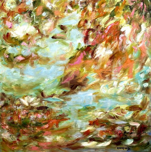 Jewels in my Pond di Darlene Winfield, Pittura in vendita su Singulart