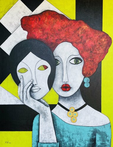 Jeu de masque by Salette Viana, Painting for Sale on Singulart