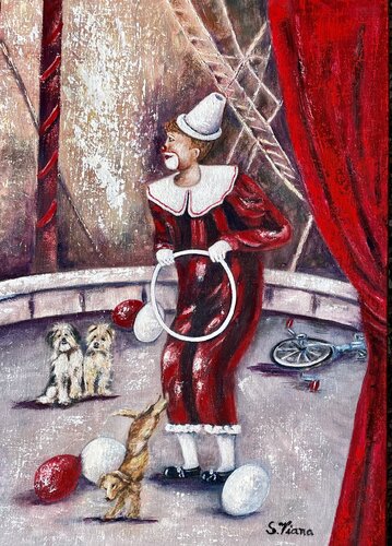 Celestin et ses chiens van Salette Viana, Schilderij te koop op Singulart