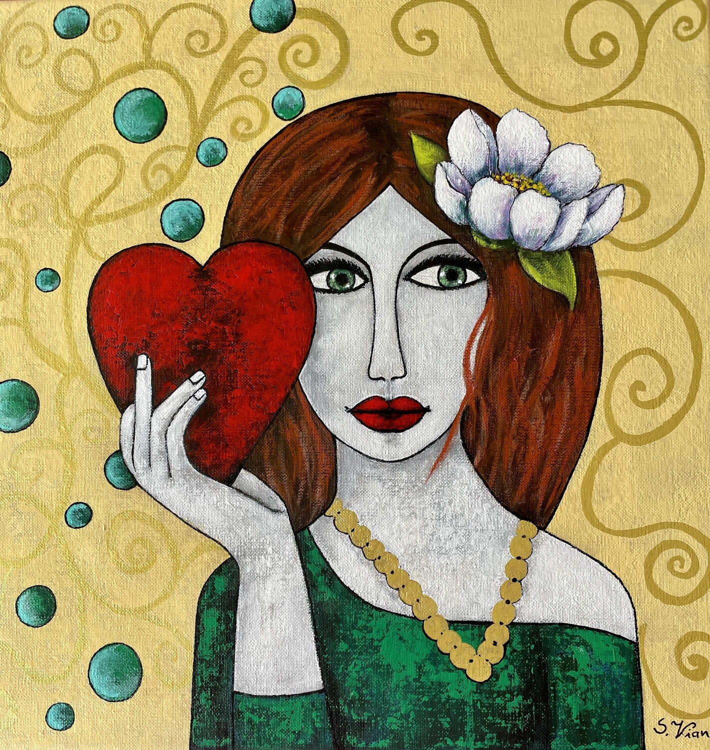 Coeur à prendre Salette Viana Dipinto originale in vendita