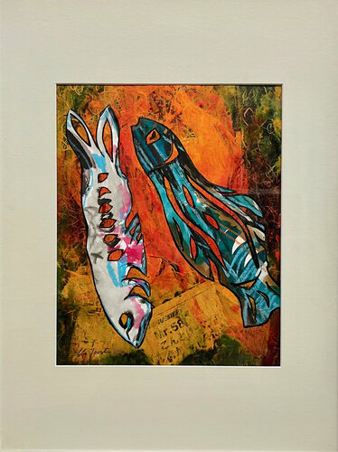 fish wrapped in newspaper two de Ella Joosten, Obra en papel a la venta en Singulart