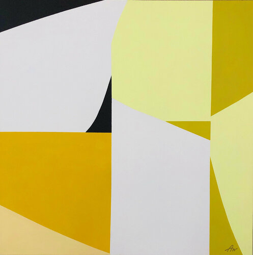 Geoforms Yellow, White and Black de Anna Medvedeva, Pintura a la venta en Singulart