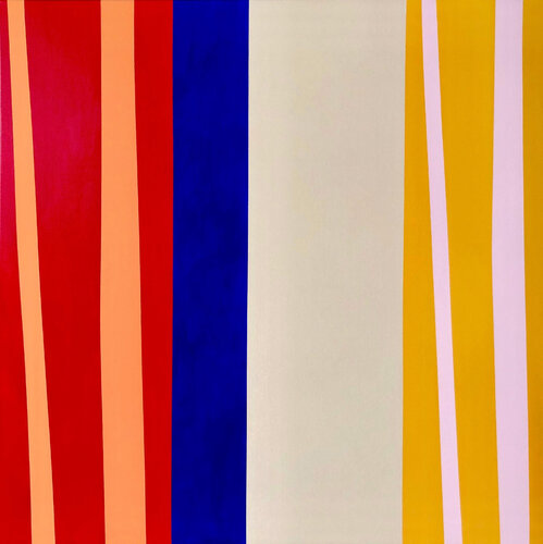 Vertical Stripes (Red, Blue, Beige) Anna Medvedeva