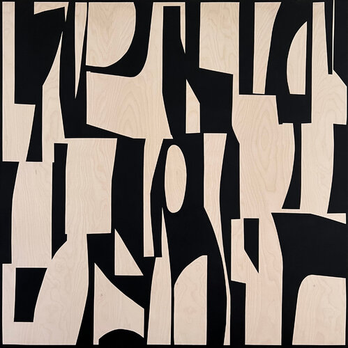 Abstract Beige & Black B52 van Anna Medvedeva, Schilderij te koop op Singulart