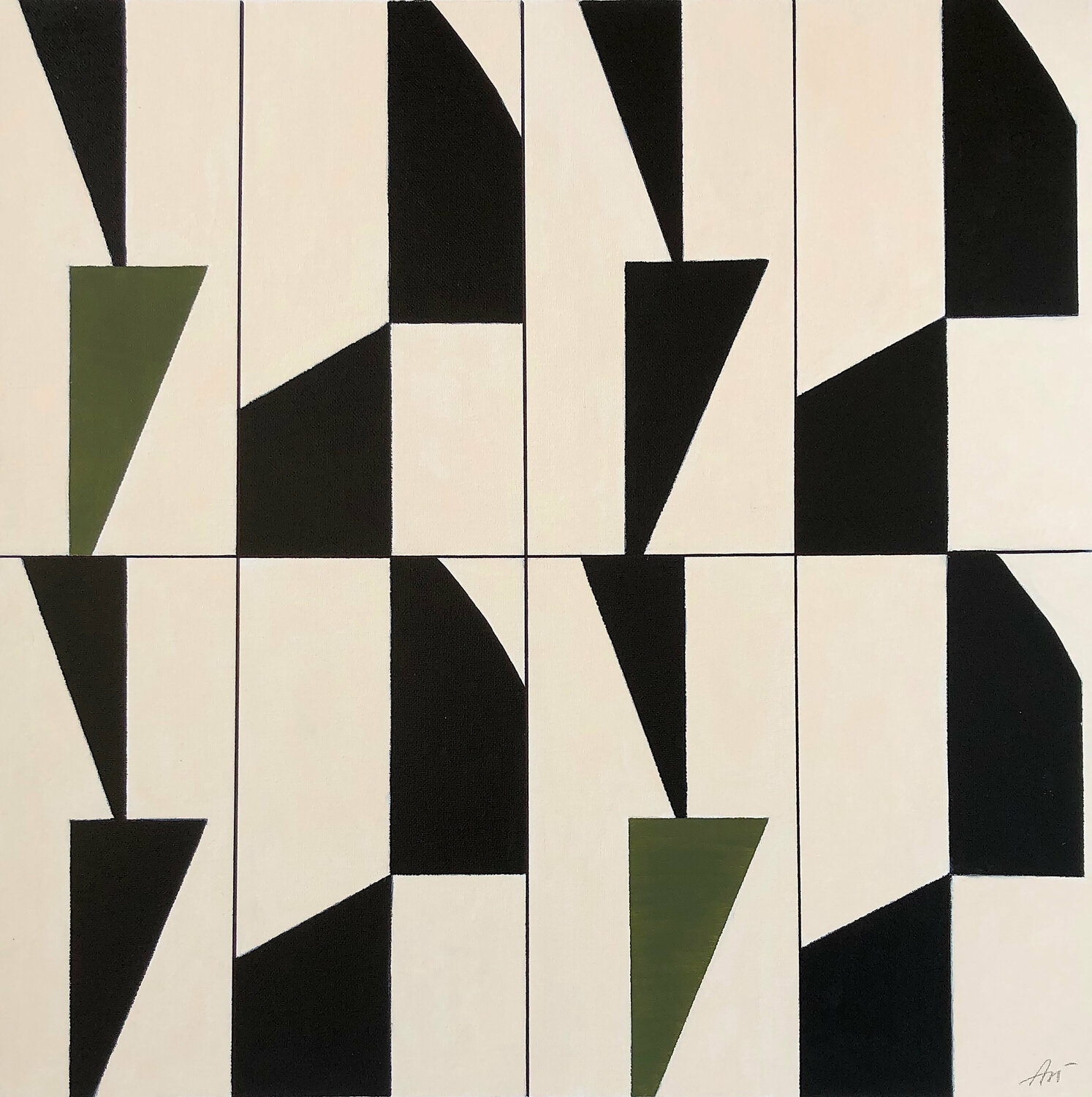 Rhythm of Black and Green Anna Medvedeva Originalgemälde zu verkaufen
