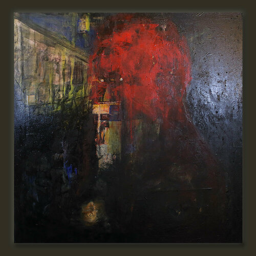 Der Teufel steht am Stra enrand di Christian Büffel, Pittura in vendita su Singulart