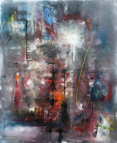 Alpenpanorama auf Marihuana um halb neun bei 3sat by Christian Büffel, Painting for Sale on Singulart