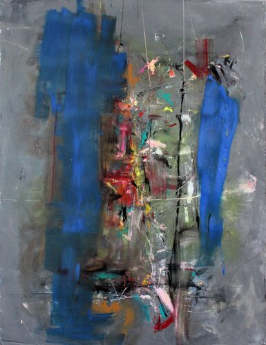 Zwischen Puls und Verlust V: Echoes in blue van Christian Büffel, Schilderij te koop op Singulart