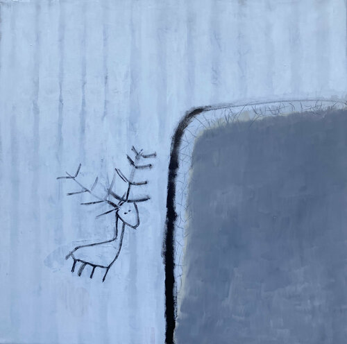 TRAUMZEIT - HIRSCH UND SEE di Luise Kloos, Pittura in vendita su Singulart