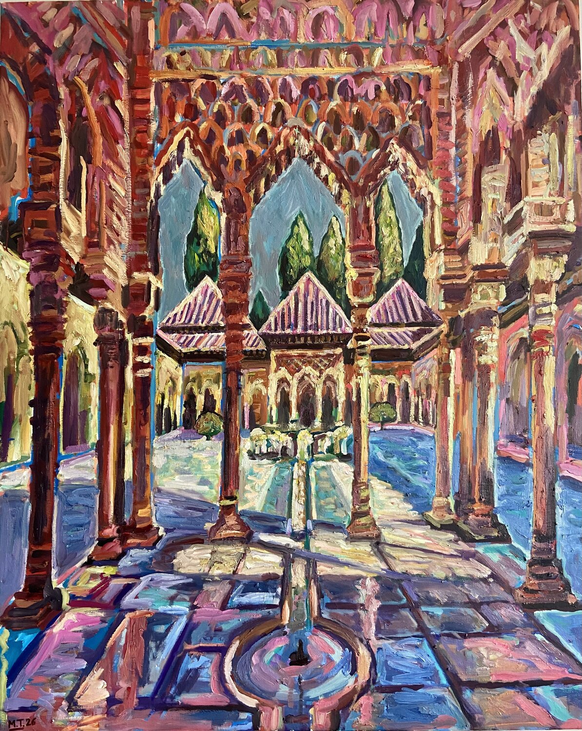 Amanecer en La Alhambra Marcos Terol Peinture originale à vendre