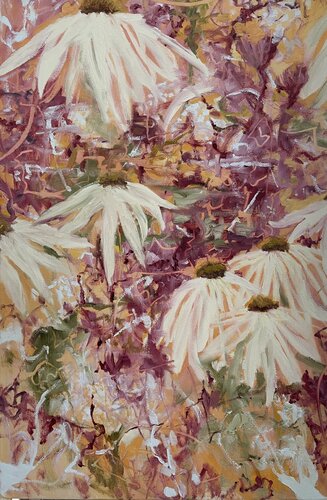 "Coneflowers" oil painting di Peggy Casey-Mason, Pittura in vendita su Singulart