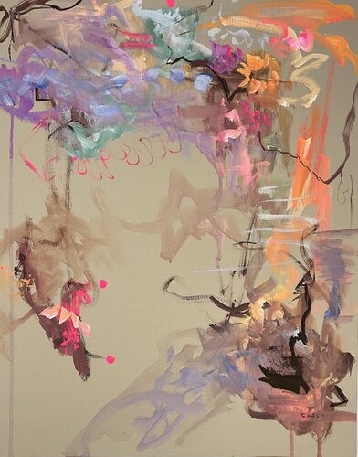 “ Rhythms Woven in Color” framed gouache di Peggy Casey-Mason, Pittura in vendita su Singulart