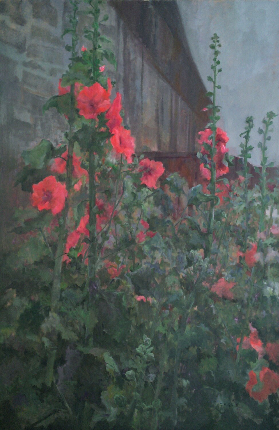 Hollyhocks V Peggy Casey-Mason