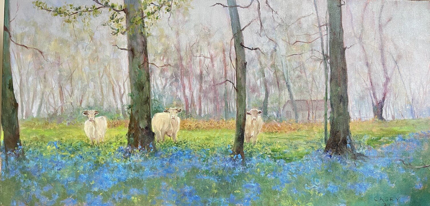 'Gazing instead of Grazing" oil Peggy Casey-Mason Originalgemälde zu verkaufen