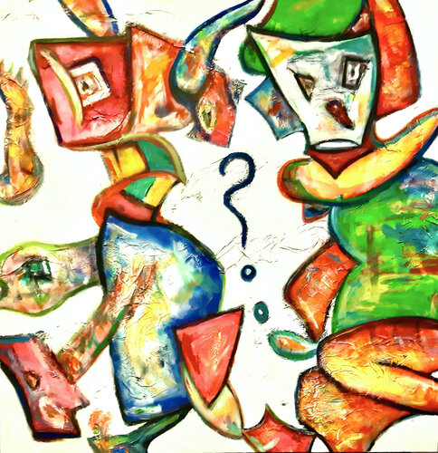 Coquin! Et quoi? C'est quoi ces machins? - 200x200 -2021 di Sof - Sophie Voigt-Chadeyron, Pittura in vendita su Singulart