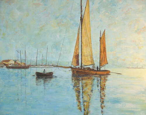 En remorque au petit matin -100x120. von Sof - Sophie Voigt-Chadeyron, Malerei kaufen auf Singulart