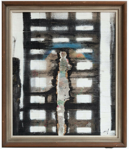 Prisonnière quadrillée -100x85- 2019 von Sof - Sophie Voigt-Chadeyron, Malerei kaufen auf Singulart