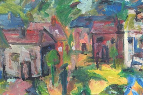 Maisons têtes et des hommes von Sof - Sophie Voigt-Chadeyron, Malerei kaufen auf Singulart