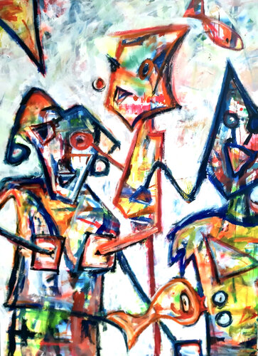 Turlututu chapeaux pointus di Sof - Sophie Voigt-Chadeyron, Pittura in vendita su Singulart