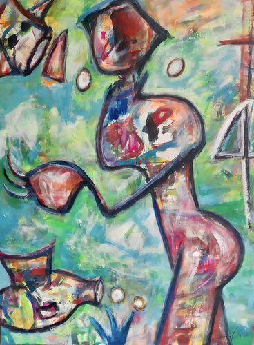 La pêcheuse colorée van Sof - Sophie Voigt-Chadeyron, Schilderij te koop op Singulart