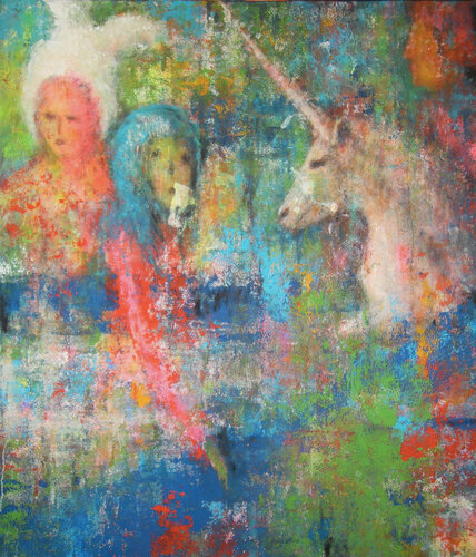 Licorne et biscor-nues-140x120-2014 van Sof - Sophie Voigt-Chadeyron, Schilderij te koop op Singulart