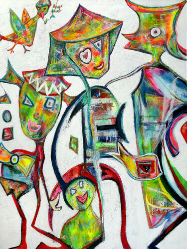 Sont curieux tous ces êtres! 2022- 150x200 di Sof - Sophie Voigt-Chadeyron, Pittura in vendita su Singulart