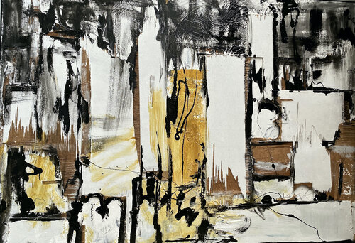 Ville en bois - Holzrahmen- 120x140 - 2017 by Sof - Sophie Voigt-Chadeyron, Other Media for Sale on Singulart