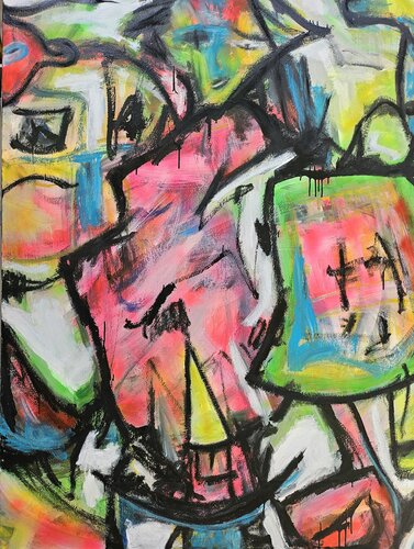 La Vamp est un oiseau rare - 150x200 - 2022 van Sof - Sophie Voigt-Chadeyron, Schilderij te koop op Singulart