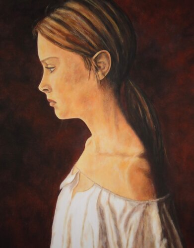 Jeune fille rêveuse - 100x80 - 2009 van Sof - Sophie Voigt-Chadeyron, Schilderij te koop op Singulart