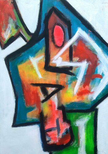 "Profil coloré ou drôle de bonhomme "- 120x90 - 2023 de Sof - Sophie Voigt-Chadeyron, Pintura a la venta en Singulart