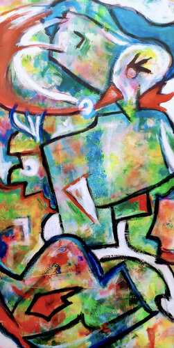 Un monde animé--- De tous côtés! - 100x200 - 2023 di Sof - Sophie Voigt-Chadeyron, Pittura in vendita su Singulart