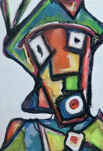 Une tronche et pleins de mecs - 70x100 - 2023 van Sof - Sophie Voigt-Chadeyron, Schilderij te koop op Singulart