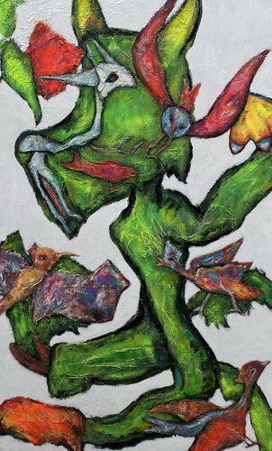 Drôles d'oiseaux .. - 2023 - 140x160 par Sof - Sophie Voigt-Chadeyron, Peinture en vente sur Singulart