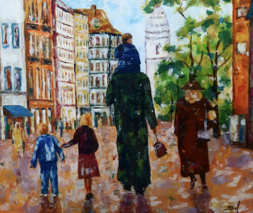 En famille - 120x140 - 2023 van Sof - Sophie Voigt-Chadeyron, Schilderij te koop op Singulart