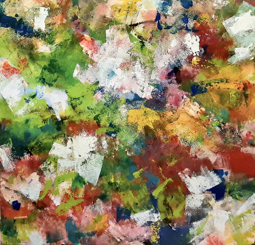 Fleurs multicolores - 100x100 - 2023 von Sof - Sophie Voigt-Chadeyron, Malerei kaufen auf Singulart