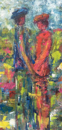 Couple amoureux - 100x50 - 2023 di Sof - Sophie Voigt-Chadeyron, Pittura in vendita su Singulart