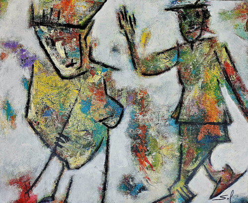 Salut - 50x60 - 2024 van Sof - Sophie Voigt-Chadeyron, Schilderij te koop op Singulart