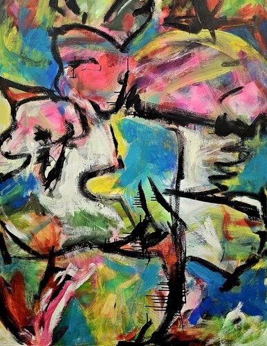 Oiseaux perchés - 120x140 - 2024 by Sof - Sophie Voigt-Chadeyron, Painting for Sale on Singulart
