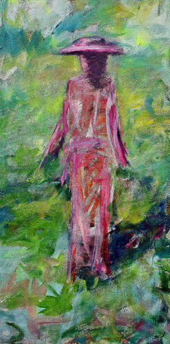 Rose en campagne - 2016 - 180x80 van Sof - Sophie Voigt-Chadeyron, Schilderij te koop op Singulart