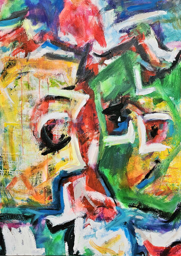 Les 2 copains - changeant d'humeur - 100x140 - 2024 2 van Sof - Sophie Voigt-Chadeyron, Schilderij te koop op Singulart