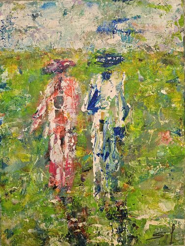 Couple en campagne - 30x40 -2024 by Sof - Sophie Voigt-Chadeyron, 회화 for Sale on Singulart