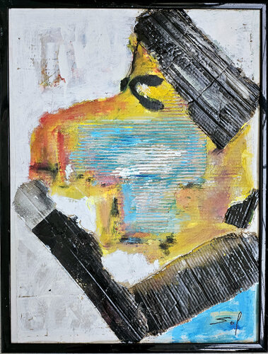Mon toutou - 80x100 - 2024 (mit Rahmen) von Sof - Sophie Voigt-Chadeyron, Malerei kaufen auf Singulart