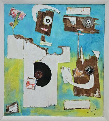C'est pour moi le bouquet de fleurs? - 105x105 - 2024 di Sof - Sophie Voigt-Chadeyron, Altri media in vendita su Singulart