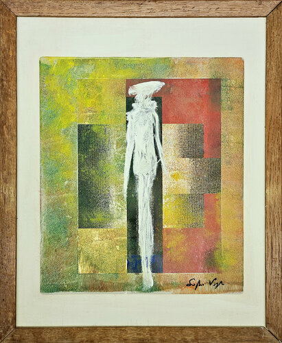 Blanche silhouette - 51x63x2 - 2016 van Sof - Sophie Voigt-Chadeyron, Schilderij te koop op Singulart