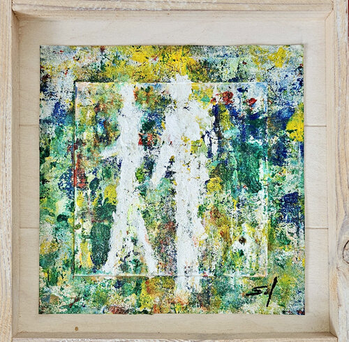 Mecs blancs - 29x29x3 - 2024 van Sof - Sophie Voigt-Chadeyron, Schilderij te koop op Singulart