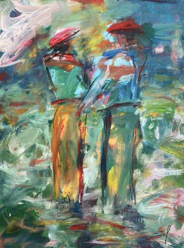 L'entretien - 60x80 - 2021. van Sof - Sophie Voigt-Chadeyron, Schilderij te koop op Singulart