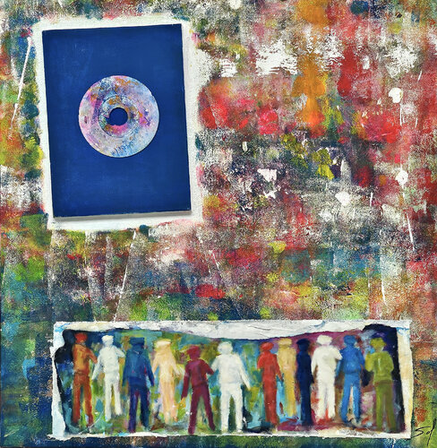 Ils se dirigent vers une lumière colorée - 100x100 - 2025 di Sof - Sophie Voigt-Chadeyron, Pittura in vendita su Singulart