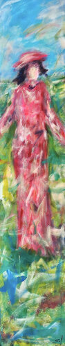 Rouge rosée élègante - 40x200 - 2025 van Sof - Sophie Voigt-Chadeyron, Schilderij te koop op Singulart